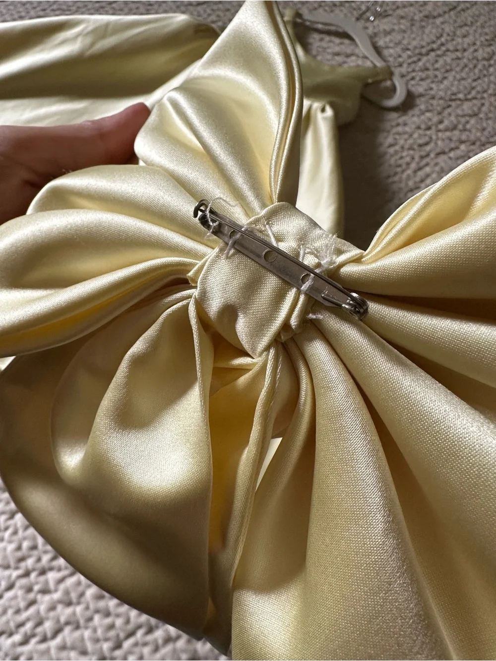 Butter Yellow Satin Toddler Dress with Large Bow size 2-3 T